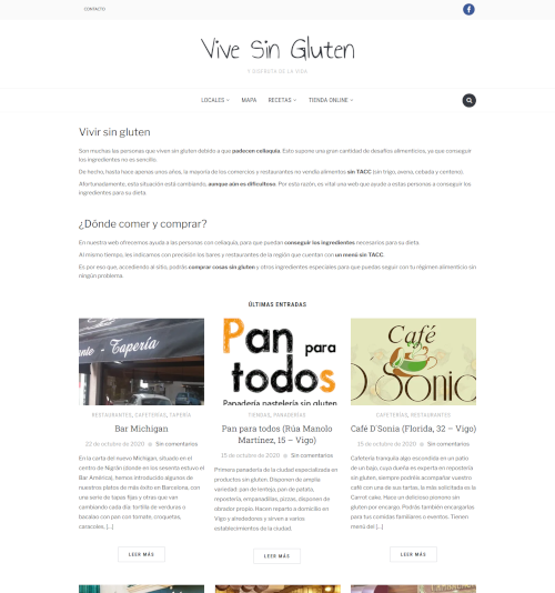 Proyecto Vive Sin Gluten - Desarrollo web, shop