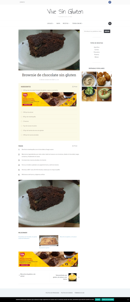 Captura de pantalla de Vive Sin Gluten